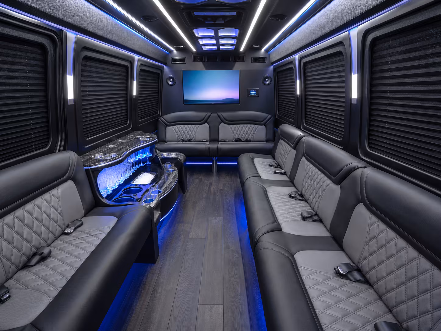 maple grove 40 passenger party bus inside