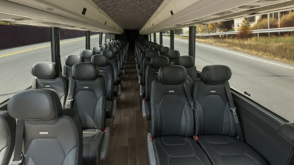 Interior of Charter Bus Company Maple Grove's 28 Passenger Mini bus in Maple Grove