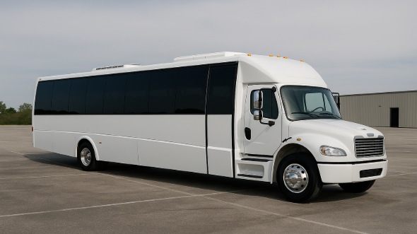 Exterior of Charter Bus Company Maple Grove's 28 Passenger Mini bus in Maple Grove