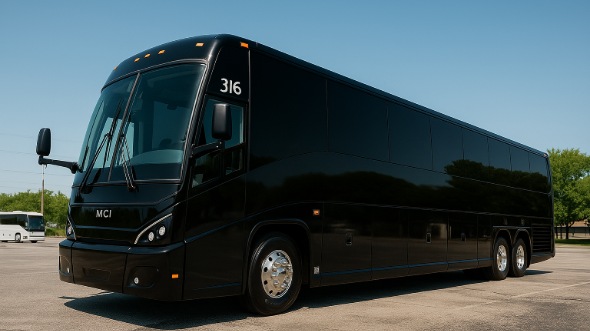 Exterior of Charter Bus Company Cedar Rapids's 50 Passenger Charter Bus in Cedar Rapids