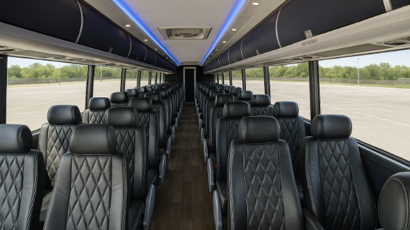 Interior of Charter Bus Company Maple Grove's 50 Passenger Charter Bus in Maple Grove