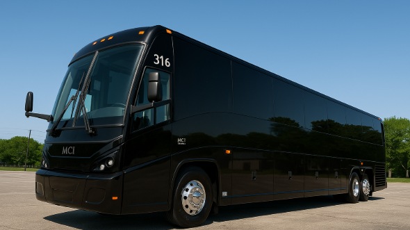 Exterior of Charter Bus Company Maple Grove's 55 Passenger Charter Bus in Maple Grove