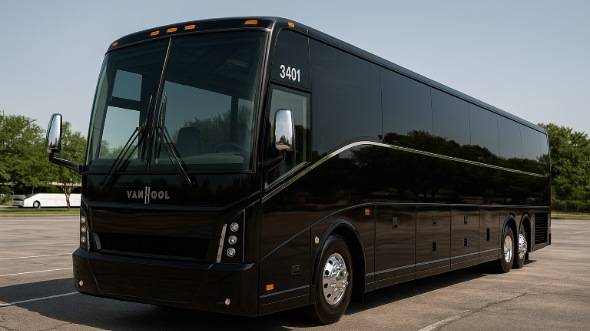 Exterior of Charter Bus Company Maple Grove's 56 Passenger Charter Bus in Maple Grove