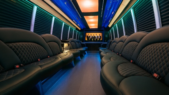 Interior of Charter Bus Company Maple Grove's Party Bus in Maple Grove